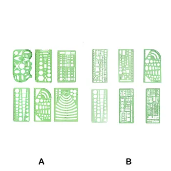 6шт Набор от Шаблони, Шаблони Универсални Прозрачни Везни Архитектура Фигура Измервателен Шаблон Шаблони За Рисуване Инструменти Тип 1