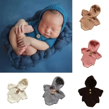 8 Цвята Костюм За Новородени С Качулка С Къс Ръкав Плетене Боди За Момичета И Момчета Плетене Гащеризон