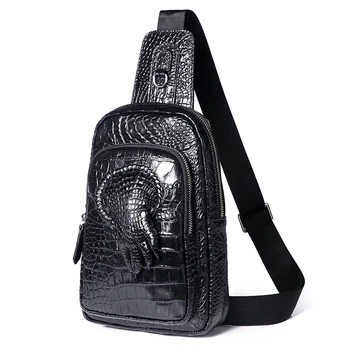 Мъжки нагрудная чанта от крокодилска кожа, Дизайнерски мъжки чанта на рамото от естествена Телешка кожа, мъжки чанти, модерна чанта през рамо, чанта, изработена от естествена Кожа, Нагрудная чанта