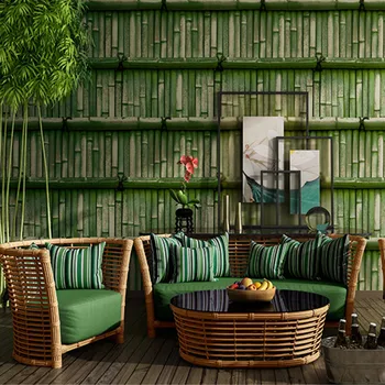 Китайски Зелени Бамбукови Тапети за Кабинет Водоустойчиви Тапети Персонализирани Кафене Офис Украса