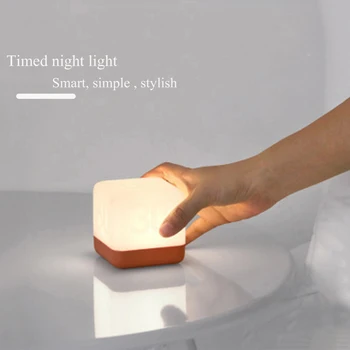 Креативни Led нощна светлина Прост Модерен Флип Хронометражный лека нощ USB Cube Малка Настолна Лампа Преносим Енергоспестяващ Лампа За Сън