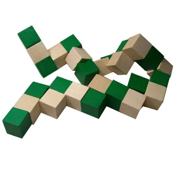27 Секции Дървена Змия Линия Змия Завъртане Пъзел Предизвикателство IQ Играчки За Мозъка Класическа Игра на Развитие на Пъзел Kubo Магически Играчки
