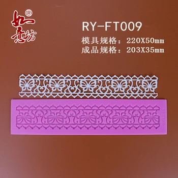 Ry-ft009 Храни силиконова форма 22x5 см, цветна лоза, захарен завързана мат декорация за печене на кексчета, бонбони форма за бродерия