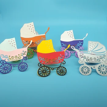 Детска количка с дантела, метал форма за рязане на детска количка, албум за изрезки, книжен подарък карта, декоративен формовочный модел 