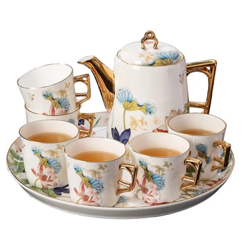 Чашата за кафе от Висок клас, Изискан красив Чайник от Костен Порцелан Британски Следобеден Чай