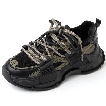 ENMAYER/ Дамски маратонки, Удобни обувки от естествена кожа, дантела, Дамски Обувки На Платформа, Четырехсезонная Градинска Ежедневни Студентски Спортни Обувки