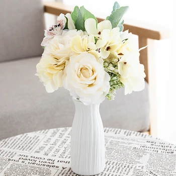1 букет от висококачествени изкуствени цветя божур чаена роза есента коприна изкуствени цветя, САМ всекидневна домашна градина сватбени декорати