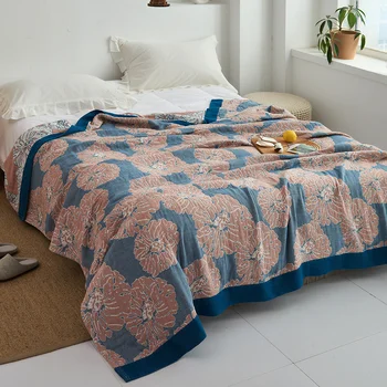 Японски стил пятислойное памучни марлевое кърпа одеяла бохо декор четири сезона общото одеяло с с едно и двойно дрямка