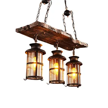 Пестене на енергия-Американски Кънтри стил Ретро Промишлен Окачен Лампа, 3 Глави Стар Лодка Дърво Носталгия лампа модерна лампа
