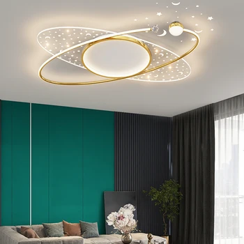 Креативен Черен/Златен led Тавана лампа за дневна, декориране на спалня, проекции на звезди, модерен Тавана лампа, Led осветление