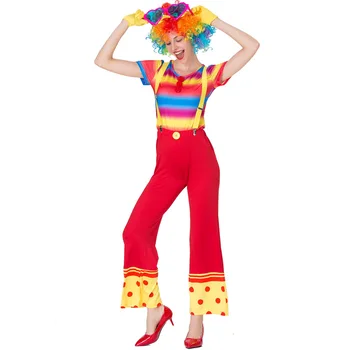 Секси Забавен Костюм на Клоун, за Жени, Празничен Костюм на Клоун, Cosplay, Необичайно Вечерна Рокля за Хелоуин, Ролеви Игри, Забавни Костюми с Перука