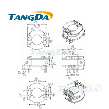 Tangda PQ PQ2017 Тип 4 + 2 pin 6P подкранова греда магнитен жило + каркасный феритни Корпус Силов трансформатор PC40 DIP