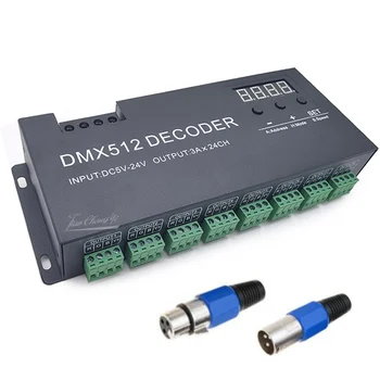 DMX512 Декодер 24 Канала с Цифров Дисплей 72A Регулатори PWM на Водача DC5V-24V 24CH RGB Лента Ивица Светлина Контролер