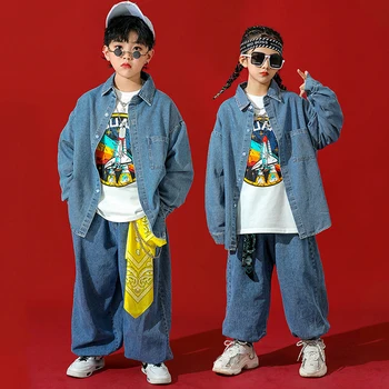Детски Деним Костюм, Свободна Танцови Облекла в стил хип-хоп За Деца, Ежедневни Облекла За Момчета, Съвременната Градинска Танцови Облекла За Момичета, Рейв-Облекло BL7803