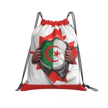 Шнур чанта спортна чанта Алжир канадски флаг, флаг осуетени новост раница Алжир флаг картата на руло одеяло Хумор графика