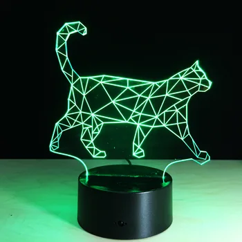 3D визуални Сладък котки Фигурка лека нощ Безжичен високоговорител Акрилни стаен украшение Стаен украшение Y82