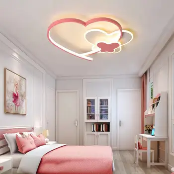 Модерен, Скандинавски Дизайн Акрилни Led плафониери Розово сърце Вътрешно Осветление на Тавана Лампа за Децата Детска Стая, Стая За Момичета Спалня