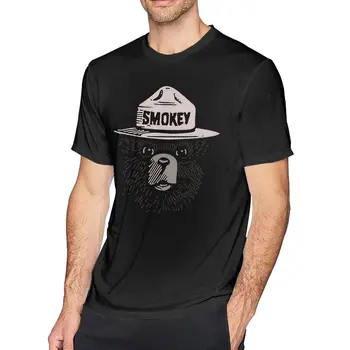 Тениска Smokey The Bear Тениска Smokey Bear, Ежедневни тениски с Къс Ръкав, 100 Памук, Мъжки Сладка Тениска с Принтом