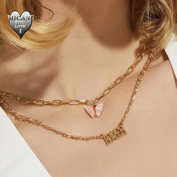 colares letter butterfly многослойни естетични аксесоари в стил харадзюку collier ras de-cou femme regalos para mujer бижутериен ангел разпродажба