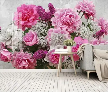Креативна Розово Цвете Фреска, 3d Тапети на Цветя Платно за Контакт Хартия Фотообои Papel De Parede 3d Фотообои Природа