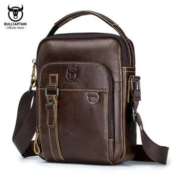 Чанта-месинджър BULLCAPTAIN за Мъже, Чанта през Рамо от естествена Кожа, Мъжки чанти на Рамо за Работа, Бизнес, Чанта за Колеж, Пътна