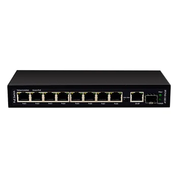 Комутатор Wanglink 8 PoE порта 10/100 м + 1GE Uplink +.25 ГРАМА SFP Uplink 250 метра Мрежов Ethernet POE за видеонаблюдение