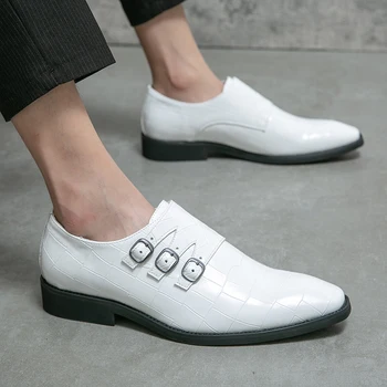 Нов Британският Стилист За Мъже Тенденция Монах Каишка Мъжки Обувки Големи Размери Мокасини Сватбени И Абитуриентски Бала Офис Обувки За Партита Zapatos De