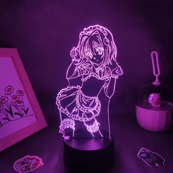 Най-голямата Школа DxD Аниме Фигурка Toujou Koneko Waifu 3D Лампа LED Нощни Лампи Неон RGB Сладки, Сладки Подаръци, Украса на Маса За Спални