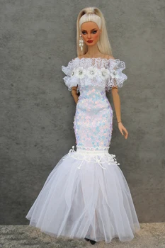 Бяла рокля/балетное рокля дантелено вечерна рокля/ръчна изработка 30 см стоп-моушън облекло облекло За 1/6 Xinyi FR ST Кукла Барби/детски играчки за момичета
