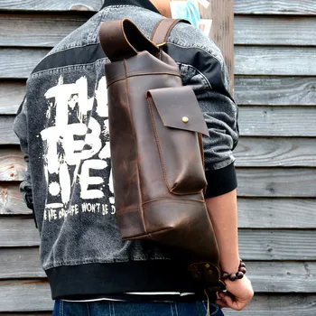 Ретро модна дизайнерска чанта ръчна изработка Crazy horse от телешка кожа за тийнейджъри, градинска ежедневни висококачествена мъжка чанта през рамо с множество джобове