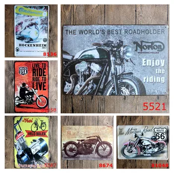 Реколта метална лидице знак е най-Добрият в света на пътен знак се насладите на каране на мотоциклети Norton Класическа гараж декоративна желязна рисувани
