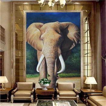 beibehang 3d стая по поръчка стенопис нетканая стикер на стената 3d диви слонове живопис с маслени бои верандата телевизия задната фотообои за стени d 3