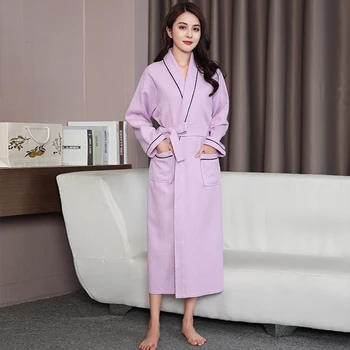Females Casual Home Bathrobe With Belt Corset Splicing elegant Toweling Terry silk kimono Long robe ризата дамски нощен