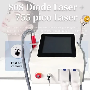 Нов диоден Лазер 1064 755 808nm 2в1 Лазер За епилация Nd Yag Лазер Лазерната Машина За Премахване на Татуировки Безболезнено Козметично Оборудване
