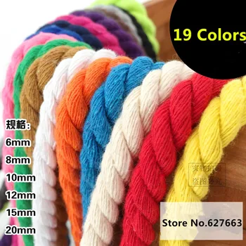 8 мм трехнитевая цветни памучни въжета обрат връзка въже дантела веревочная чанта декоративна въже сам аксесоари