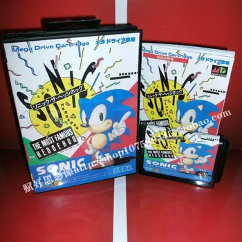 Sega MD игра - Sonic с кутия и ръководството за 16-битово игра касета Sega MD Megadrive Genesis system