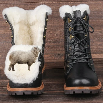 Зимни обувки от естествена Телешка кожа, Мъжки Зимни Обувки от естествена Вълна, Удобни Нескользящие Топли мъжки Зимни обувки 2022 г.