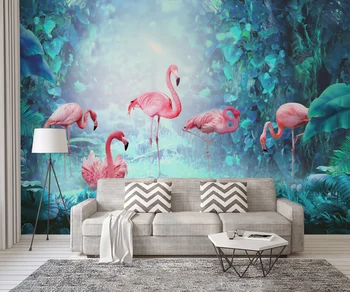 Потребителски фонови картинки прост тропическата дъждовна гора фламинго дневна спалня фонови картинки 3d тапети стенопис