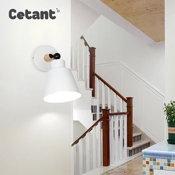CETANT монтиран на стената лампа, Скандинавски дървен стенен LED лампа съвременно минималистичное домашно осветление, с монтиран на стената лампа, спалня хотел хол с монтиран на стената лампа