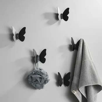 Черен/Златен Пеперуда Творчески Кука За дрехи на Куката За Кърпи За Баня Кука За Козината на Врата Задна Кука Кука За Роба Обзавеждане За Баня 5шт