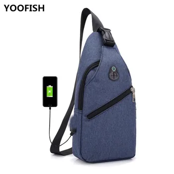 YOOFISH Модерна Многофункционална лека нагрудная чанта за зареждане чрез USB, чанта през рамо, мъжки ежедневни нагрудная чанта с цип XZ-148.