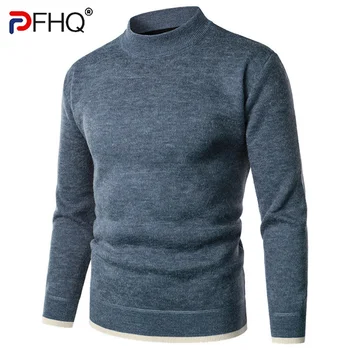 PFHQ За Мъже Есен Зима Прилив на Вязаный Пуловер С Дълъг Ръкав Лекота на Личността на Човек Ежедневното Свободни Удебеляване на Пуловер 21Q2128