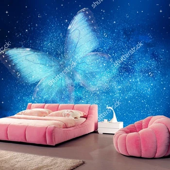 Вселената тапети, звезди и пеперуди, 3D модерен пейзаж за спални хол хотел таван фон копринени тапети