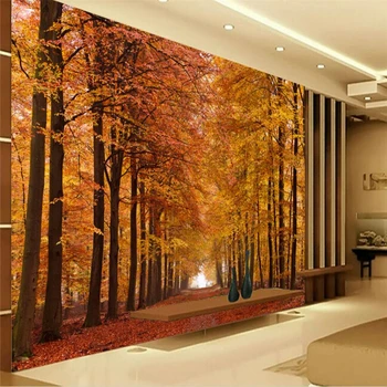 beibehang Кленов гора оставя фон на стената телевизор на поръчка голяма фреска коприна коприна тъкани околната среда тапети