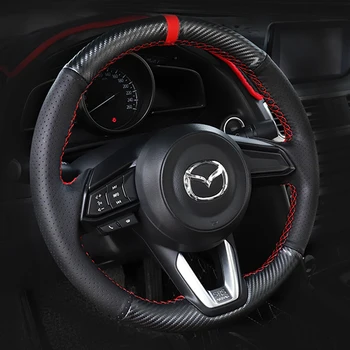 Направи си САМ Ръчно изработени, Зашити от Въглеродни влакна, Кожена Покриване на Кормилното Колело за Mazda 3 Onxela CX-5 Atenza CX-4