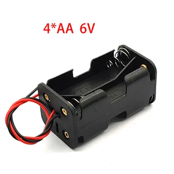5 бр. Висококачествен Държач на батерии тип АА 6 за 4 батерии тип АА Черна Пластмасова Кутия За Съхранение за Носене Двуслойни С Тел