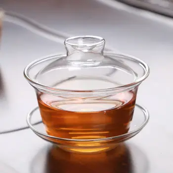[ВЕЛИЧИЕТО] Прозрачна Стъклена Гайвань 150 мл Термостойкая Традиционната Чаена супа от супник Гунфу