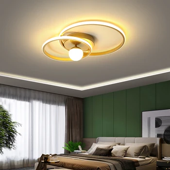 Съвременно простото осветление хол, спалня, светлинен злато, черен led тавана окачен домакински лампа, пръстен декоративно осветление