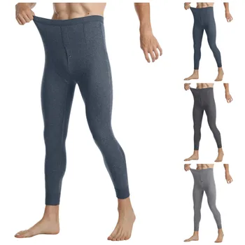 Мъжки влагопоглощающие панталони и теплогенерирующие обикновена ежедневни топли гамаши копчета, тънки еластични, меки топли панталони