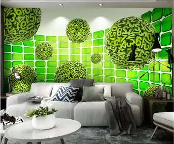 Потребителски стенописи 3d фото тапет Зелен цифров топка творческа пространство начало декор хол тапети за стените, 3 d, на роли